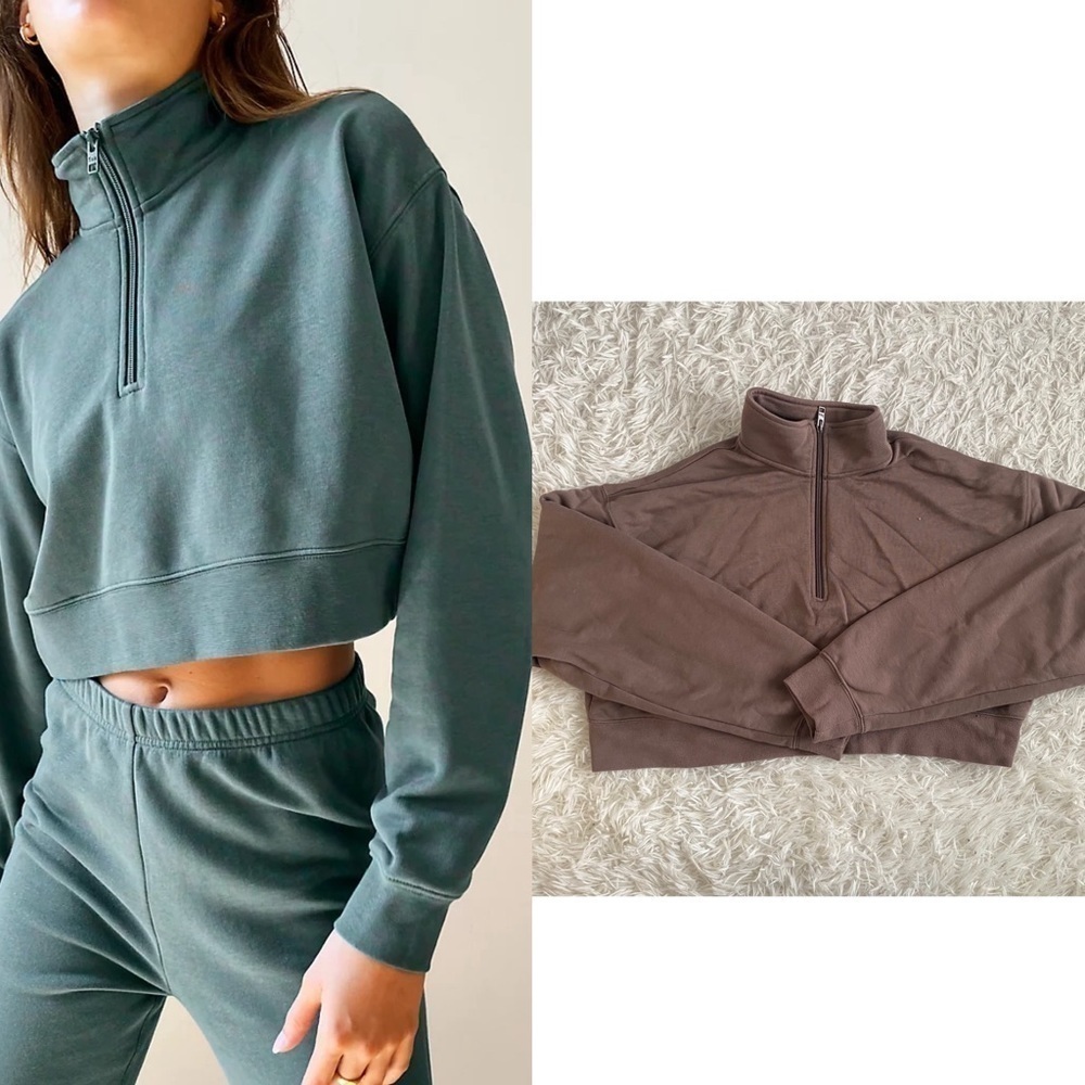 Aritzia Tna Airy Fleece Boyfriend 1/4 Zip Sweatshirt